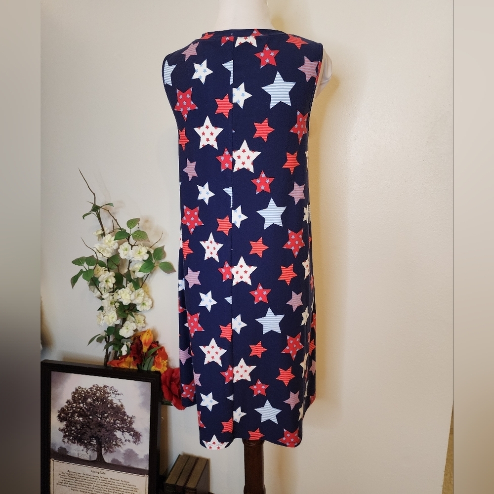 Celebrate Together Star Pattern Sleeveless Dress Swing Essential Holiday Mini - Picture 7 of 11